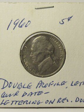 1960 Jefferson Nickel – Rare Double Profile & Lettering Error – DDO/DDR Estate